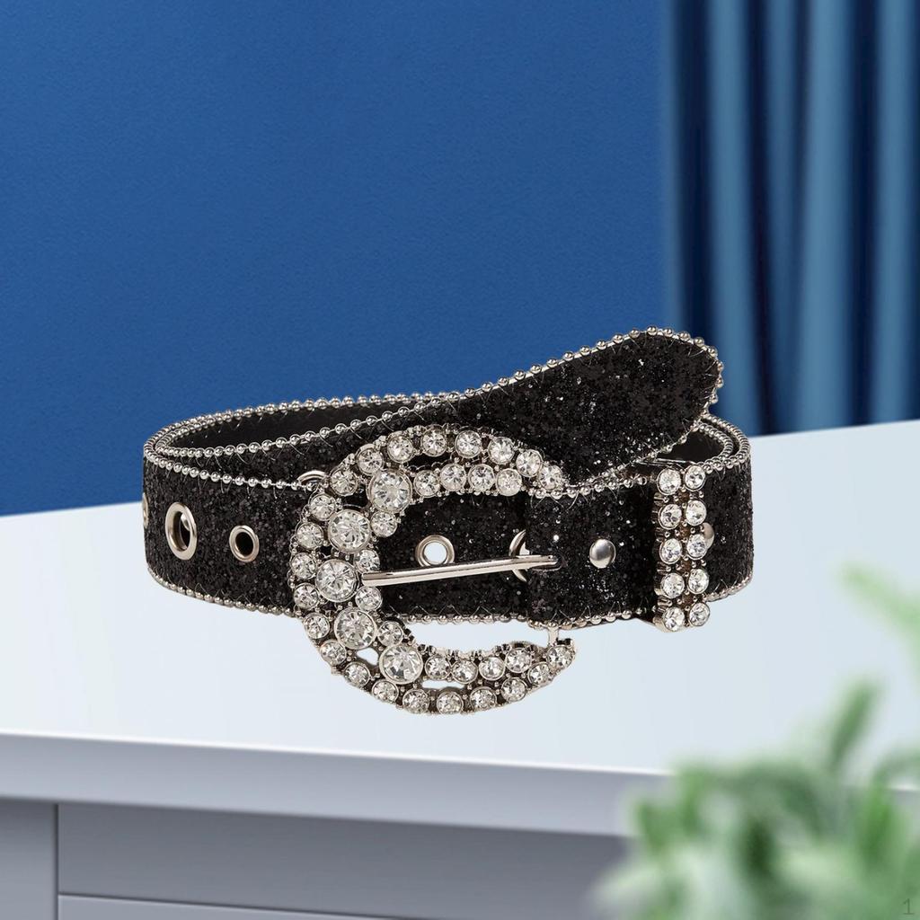 Elegant Rhinestone Waist Belt for Women's Jeans and Dresses with Stylish Pin Buckle