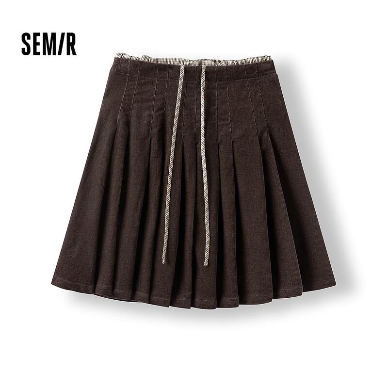 Semir Women s Corduroy Plaid Pleated Mini Skirt XS