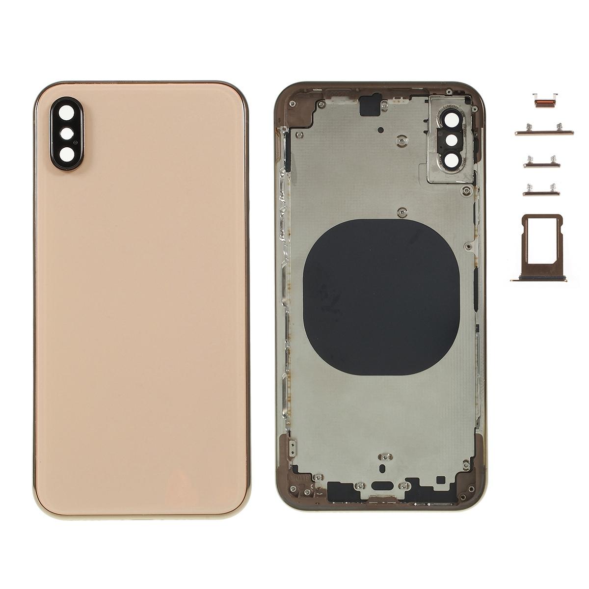 

For iPhone XS 5.8 inch Back Battery Housing Cover+Middle Plate Frame+Side Buttons Replacement Part (without Logo) Gold