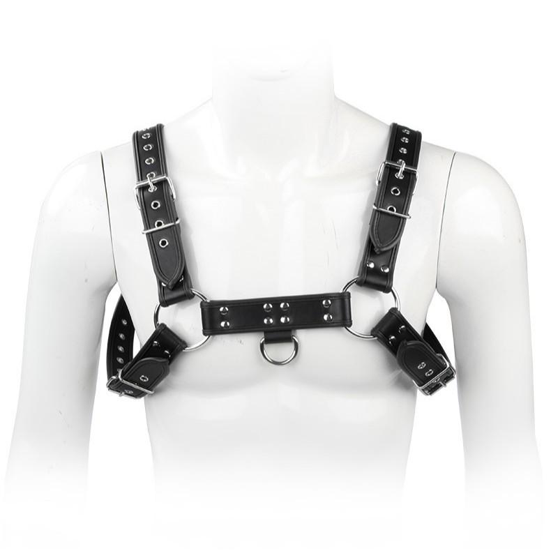 Men's Sexy Leather Fetish Clubwear Bustier Set