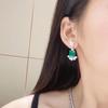 Elegant Retro Emerald & Zircon Square Stud Earrings for Women - Light Luxury Colored Gemstone with Cotton Fluff