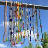 Colorful  Beaded Daisy Flower Choker Necklace Ajdustable Chain Clavicle for Women Girls Cute Handmade Boho Jewelry