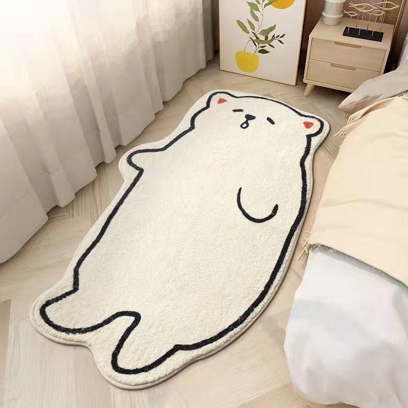Cute Furry Rug Cartoon Cat Kid Carpet For Bedroom Non -Slip Bedside Area Rug Cute Soft Floor Mat For Living Room Table Mat Decor