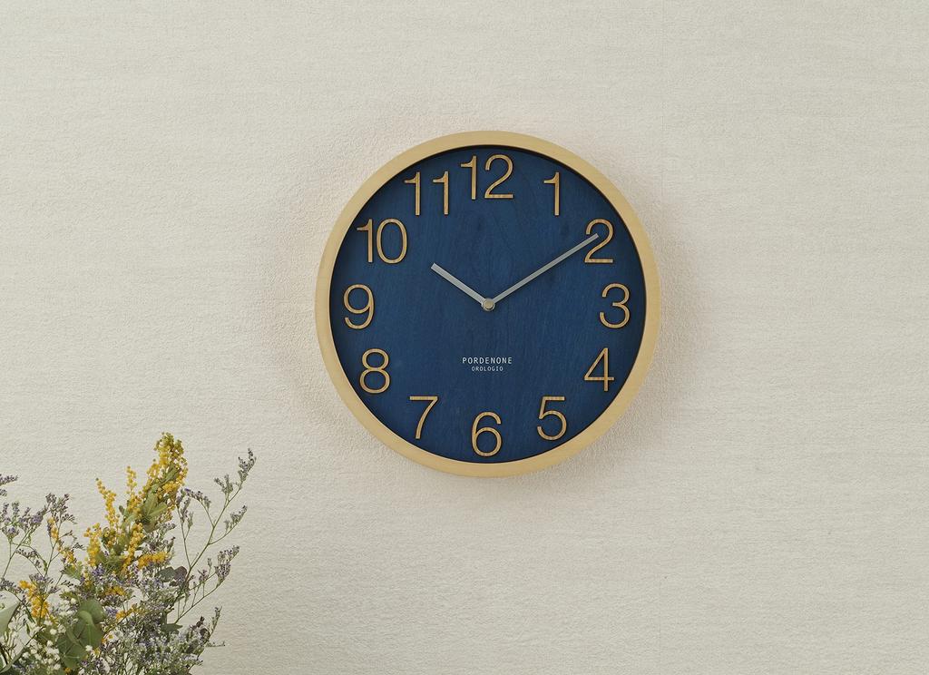 Interform Wall Prock Navy 30cm Diameter Clock, Radio-Controlled, CL-2940NV, Wood,
