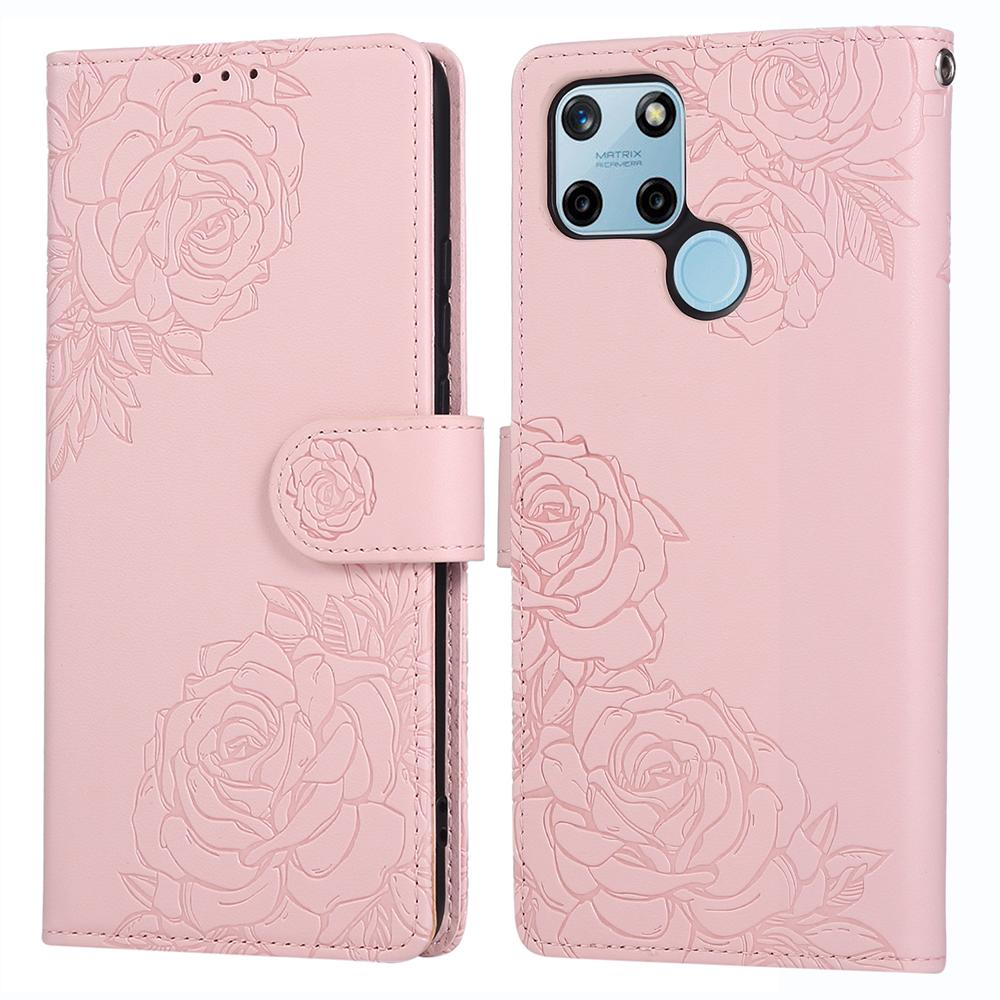 For Realme C21Y/C25Y Etui Roseblomst PU Lær Lommebok Telefondeksel med 3 Kortspor