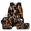 Kids School Backpack Lunch Bag Pencil Case Set - Cartoon Print Oxford Fabric Ergonomic Design Elementary Students