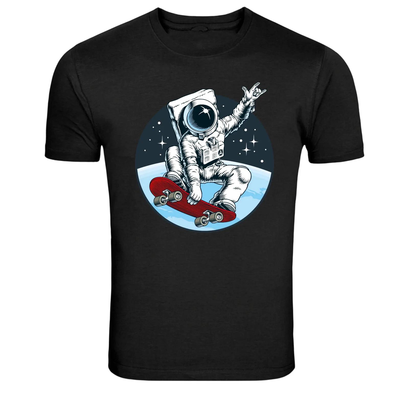 Футболка с графическим принтом: Астронавт катается на скейтборде, Космический скейтбордист XL