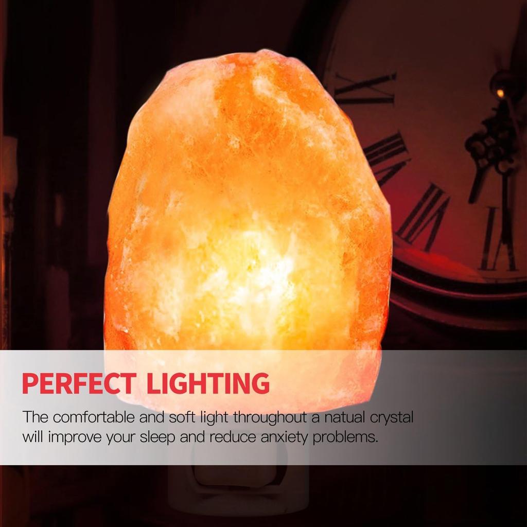Betus Natural Crystal Himalayan Salt Wall Lamp - Air Purifying Night Light - 360° Rotatable Plug 15W Bulb - Natural