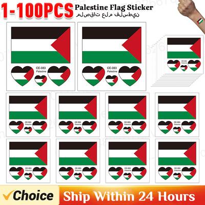 10-100pcs Palestine Face Arm Stickers Water Transfer Sticker Vibrant Colors Palestine Flag Tattoo Sticker Effortless Removal