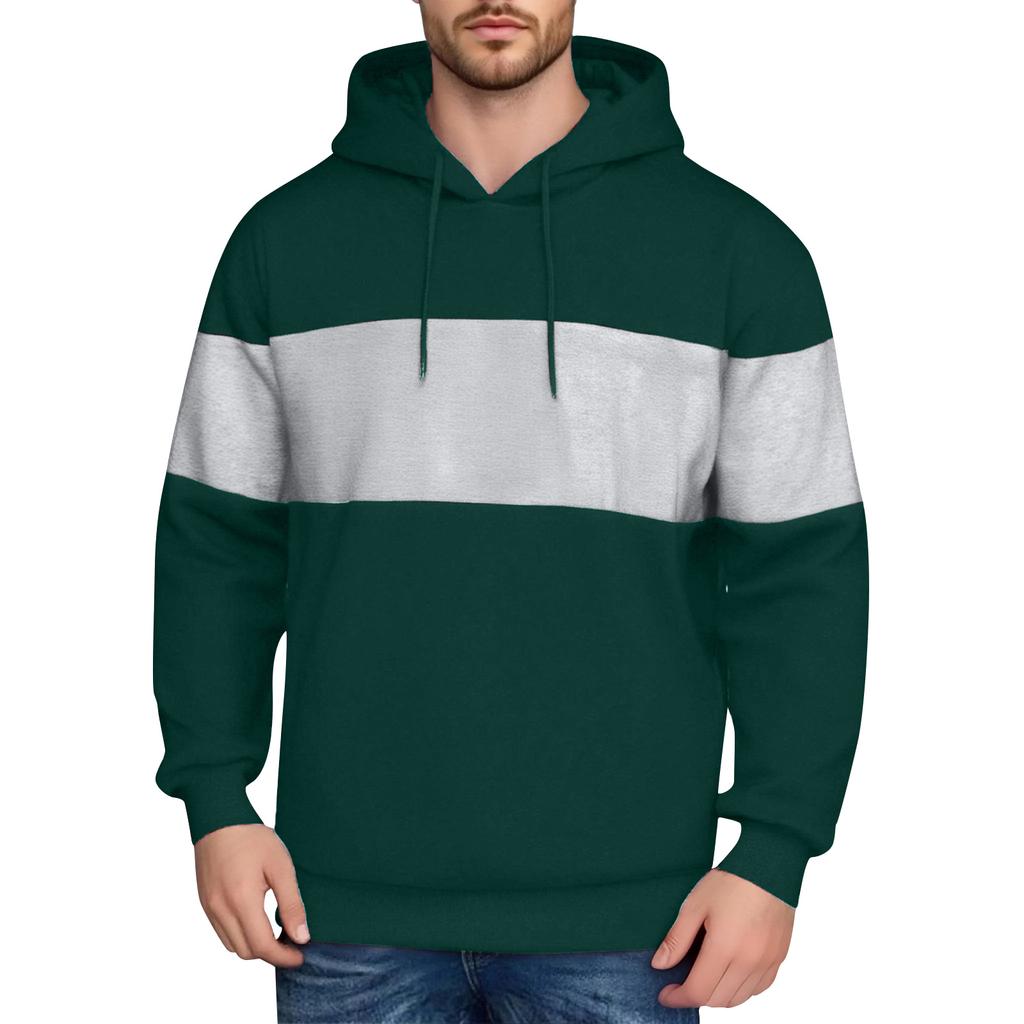 Men's Hooded Sweatshirt, Contrasting Color Sweatshirt, Sports Casual Jacket