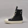 Brand Men Shoe Casual High Top Women Sneaker Quality Black Ankle Boot Designer Leather Zipper Metal Hole Luxury Laces Flat Shoe