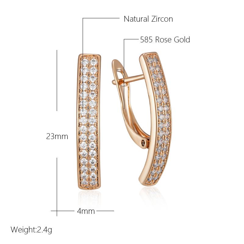 Fashion Full Natural Zircon Long Square English Earrings For Women  Rose Gold Color High Quality Daily Fine Jewelry