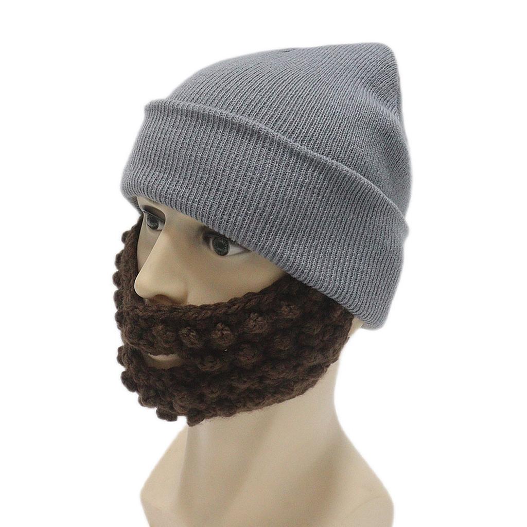 Funny Men Women Knit Bearded Hats Handmade Wig Winter Warm Ski Mask Beanie Christmas Halloween Caps