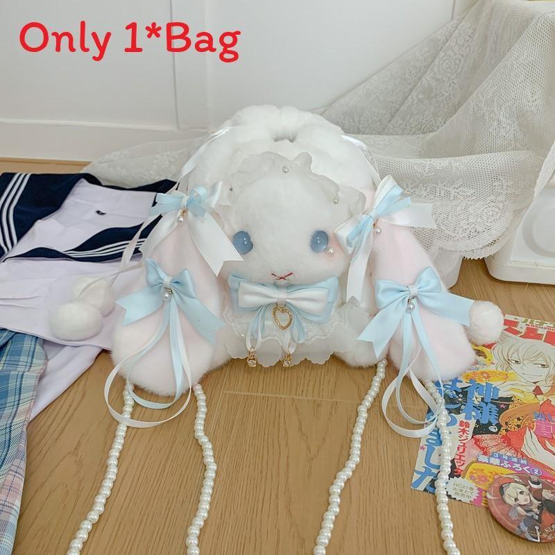 Drawstring Bow Tie Rabbit Shoulder Bag Backpack For Casual Outings Gift Cute