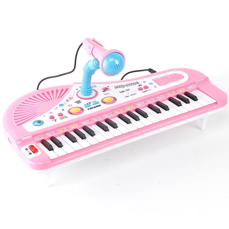 37-Key Children's Educational Electronic Keyboard with Microphone - Girls' Music Piano Toy