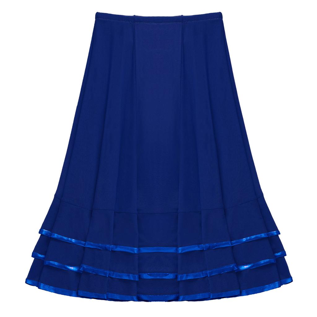 Dívčí stylová pruhovaná síťovaná sukně elastický pas volánový lem ležérní sportovní taneční oblečení