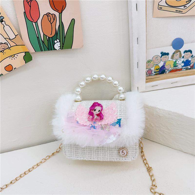 Adorable Mini Plush Cartoon Shoulder Bag For Girls With Cute Pearls And Fun Prints
