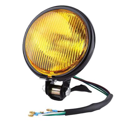 5" LED Motorcycle Headlight Universal Round Headlight Bulb for Kawasaki Honda Suzuki Chopper (Yellow)