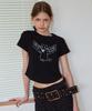 Loginaenloji Angel Cat Printed T-Shirt Black
