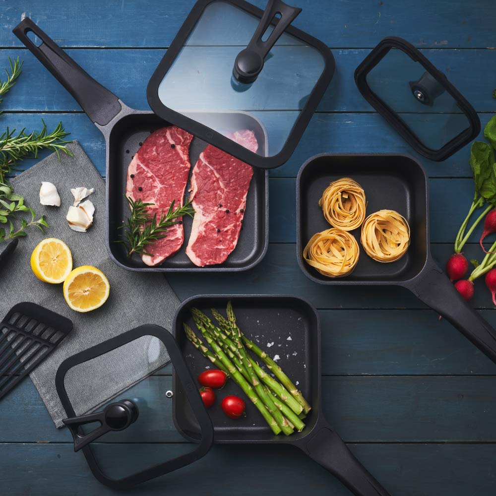 Doshisha Square Frying Pan Sutto 18 x 6 cm Compatible with all heat sources (Gas and IH compatible) Black Deep