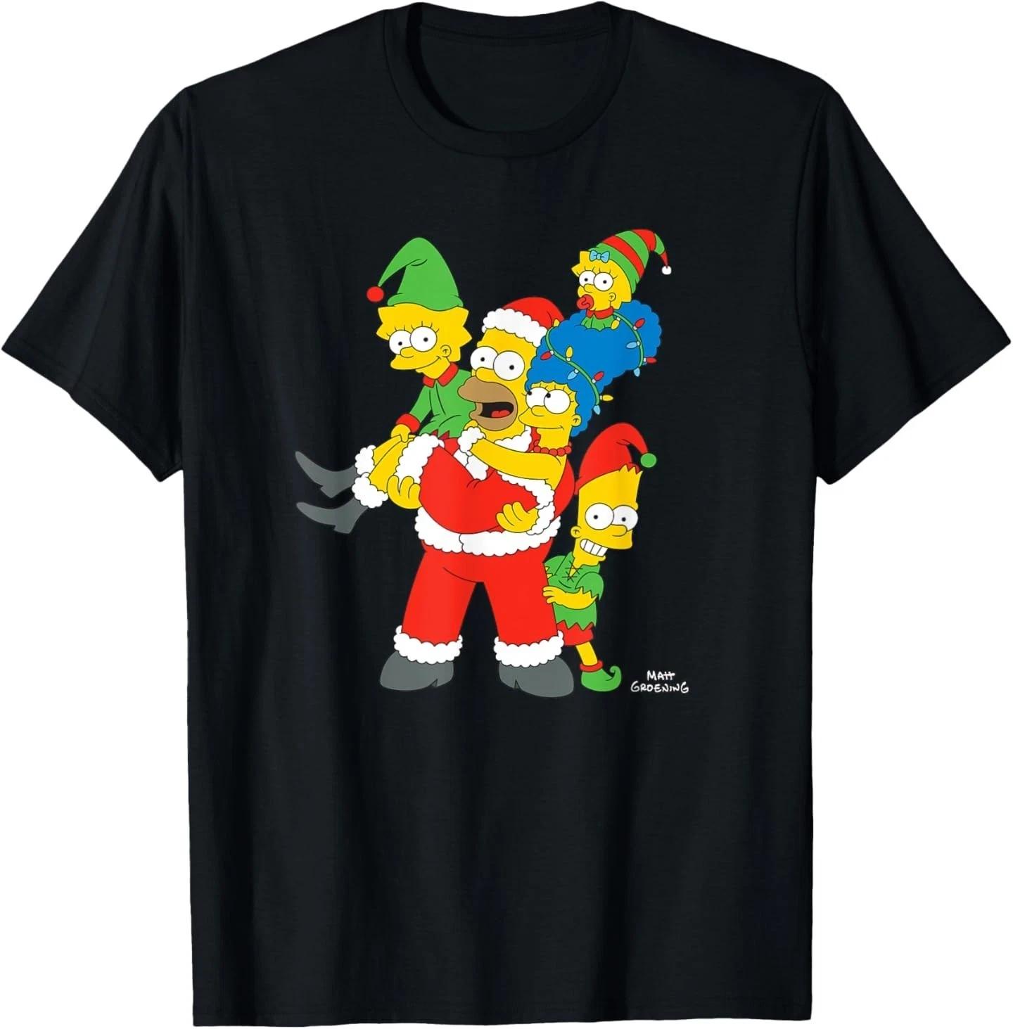 New Merry Christmas The Simpsons Holiday Family All Size Black T Shirt TR740 S