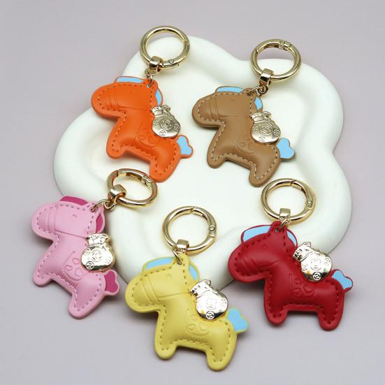 Horse Keychain Imitation Leather Cartoon Design Year of Horse Key Chain Bags Phones Cars Versatile Accessories