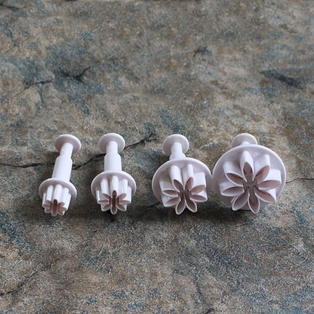 4pcs Easy to Clean Daisy Cake Plungers Plastic Plum Mold Baking Tool Cookie Cutters  Home