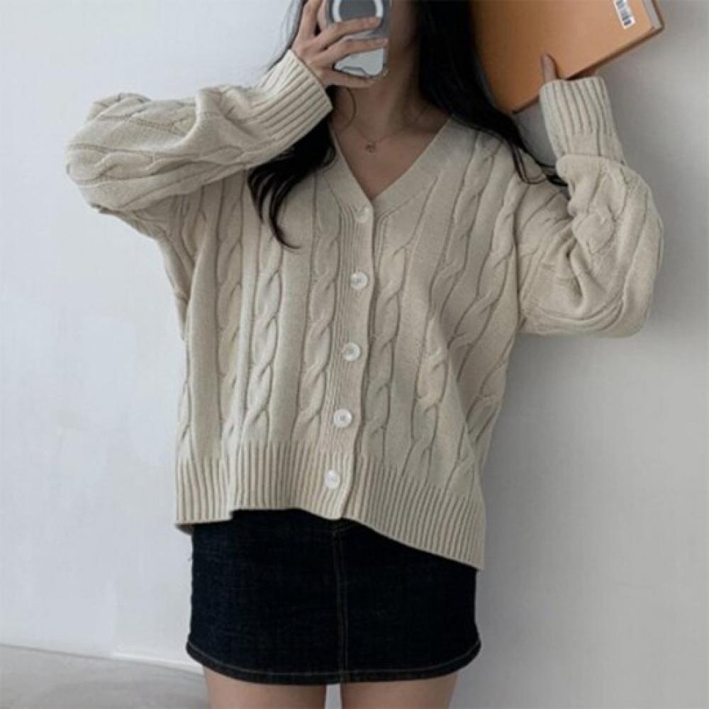 New ArriVals Open Run Loose Fit V Neck Cardigan Pink
