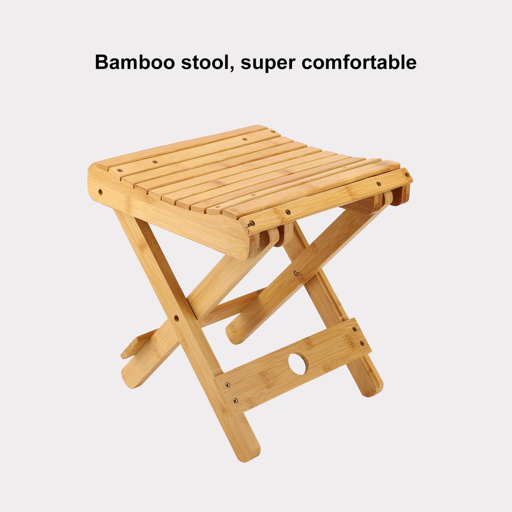 Folding Stool Bamboo Massage Shop Shaving Shower Footrest Home Portable Folding Seat