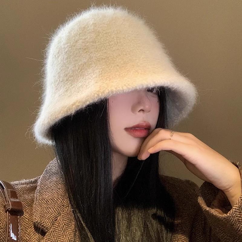 Winter Fuax Lamb Fur Fisherman Hat fro Women warm Wool Ear Protection Cap Windproof Female Panama Caps Foldable Women Bucket Hat