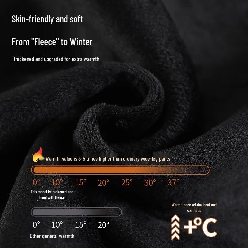 Women's 2024 Chenille Wide-Leg Floor-Length Black Pants - Autumn/Winter Style