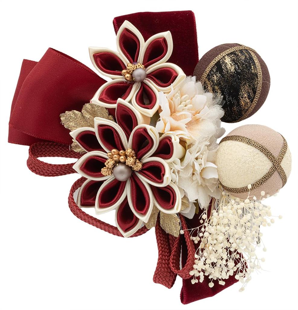 SOUBIEN Haar für Furisode und Abschluss Atemkugel Schleife Größe Rot Ornament, Erwachsenenzeremonie, Tsumami-Zaiku, Zeremonien, Hakama, Baby