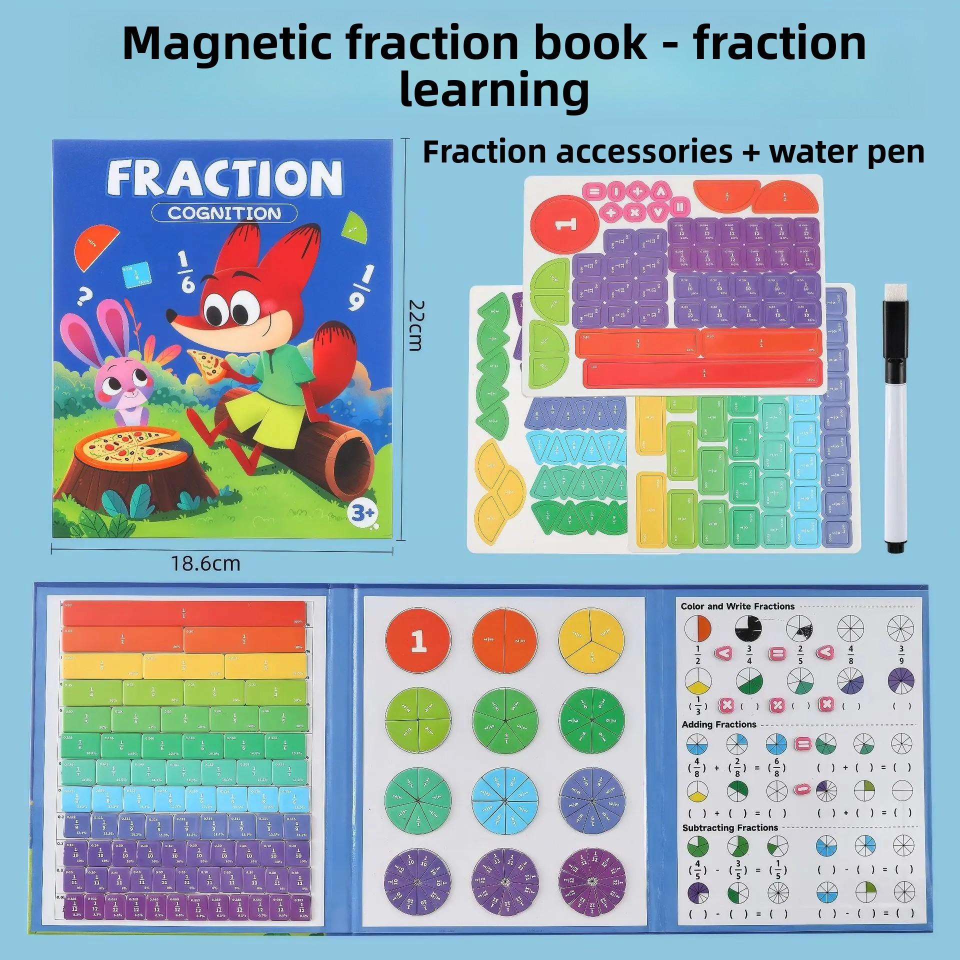 

Montessori Fraction Learning Math Toys Magnetic Arithmetic Teaching Aids Educational Book Toy For Children Christmas Gifts