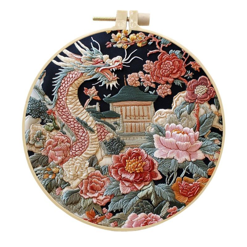 1 buc Kit Material Pânză Broderie DIY Dragon Chinezesc Handmade în Engleză, Potrivit pentru Începători în Hobby-ul Broderiei