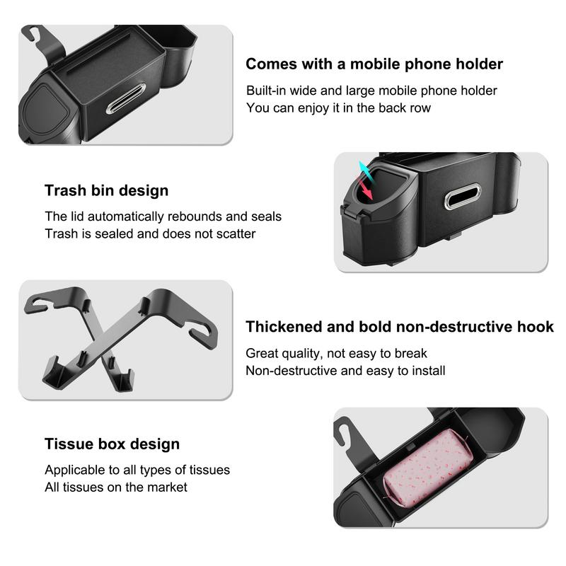 For All Fit Car Storage Bag Behind Seat Waterproof PU Leather Car Organizer Storage Bag Seat Organizer Foldable Multipurpose Car