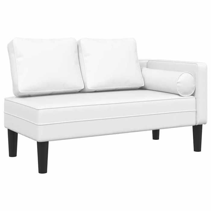 VidaXL Chaise longue avec coussins blanc similicuir, canapé rembourré, canapé pour chambre à coucher, canapé à 2 places, 4007564