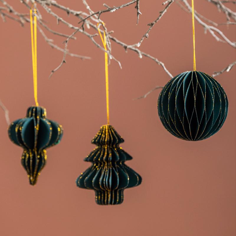 1ks Lampion Elegantní Ozdoba Slavnostní Papírová Odolná Ozdoba Klasický Vánoční Stromek Romantický Plástvový Jemný