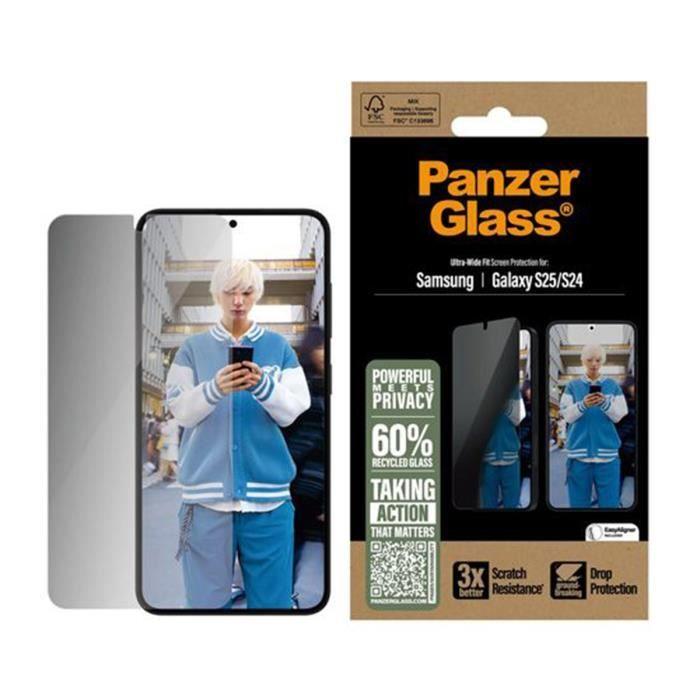 Protège-Écran - PanzerGlass - Galaxy S25 - Filtre De Confidentialité - Revêtement Antitaches - Protection Chocs