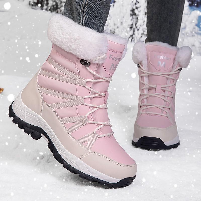 Women's Fleece-Lined High-Top Snow Boots - Warm, Thick, Plus Size Cotton Short Boots for Autumn/Winter Fashion