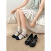 One-word belt inner height increase Mary Jane shoes women's spring retro round head with soft sole with skirt single shoes