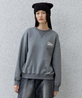 OIOI COLLECTION Brushed Fleece Logo Embroidered Oversized Sweatshirt [Melange Grey]