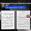 A3 Erasable Non-Reflective 15-Page Piano Music Score Folder with Clip