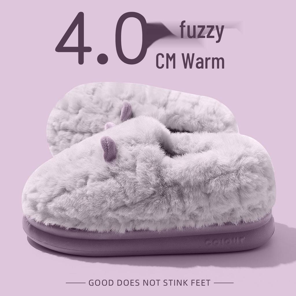 Damskie antypoślizgowe pluszowe bawełniane kapcie - z zakrytym piętem do noszenia wewnątrz/na zewnątrz, ciepłe buty poporodowe na jesień i zimę 2025.