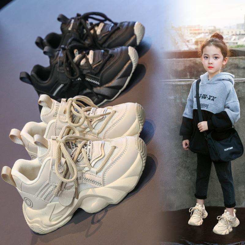 Girls Shoes Little White Shoes Autumn Mesh Non-slip 2025 New Children's Breathable Sports Dad Shoes Girls Primary School Students