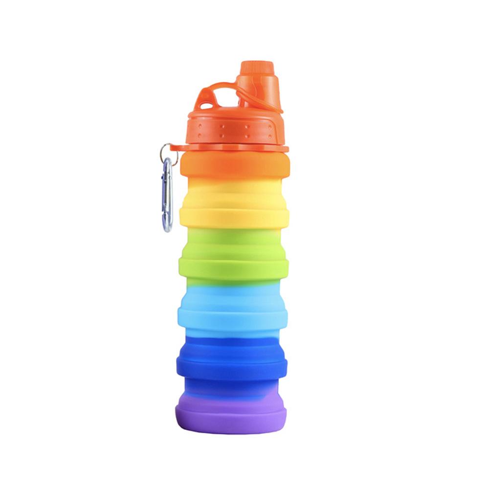Silikon Regenbogen Wasserbecher Outdoor Reise Sport Wasserflasche Teleskop Wasserflasche