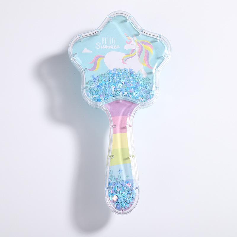 2023 New Cartoon Quicksand Comb with Glitter and Foam Hair Cushion Massage Comb for Cosmetic Styling