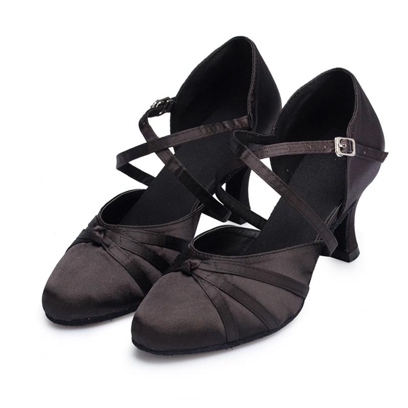 Pantofi de dans latino pentru femei Pantofi de dans de societate tango pentru doamne Talpă moale Pantofi de dans pentru petrecere salsa Fete Toc înalt Satin 7.5cm