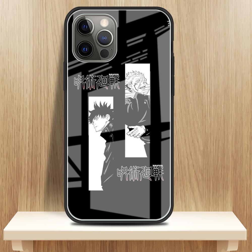 Tempered Glass Case Apple iPhone 13 12 Mini 11 Pro Max XR XS SE 2020 7 8 Plus 6 6S X Phone Cover Back Shell Anime Jujutsu Kaisen