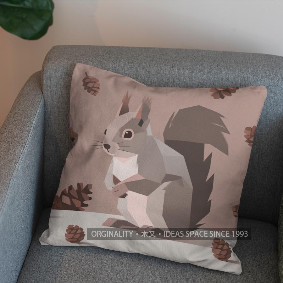 2D Geometric Squirrel Pattern Throw Pillow Cover Pattern Cushion Cover Suitable For Sofa Bedroom Car Pillow Cover