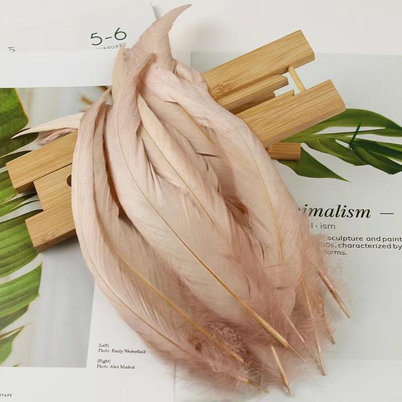 50Pcsdiy Handmade Feathers Long Feathers Off White Purple Tail Jewelry Accessories Mask Handicrafts Clothing Accessories